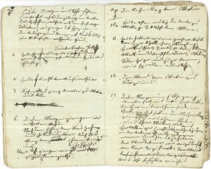 Image shows two pages from a child's diary with several short entries of scribbled text.